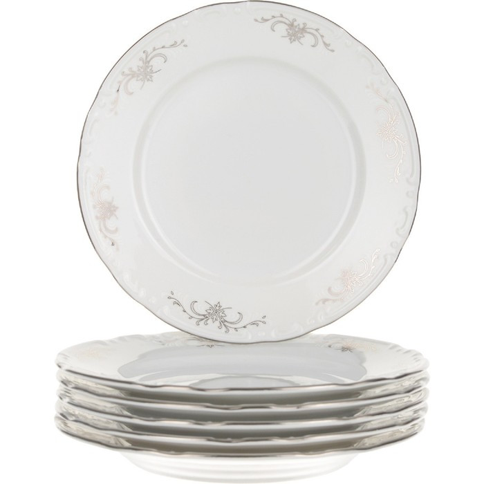 Тарелка десертная Constance, декор «Серый орнамент, отводка платина», 17 см - фото 1 - id-p203579409