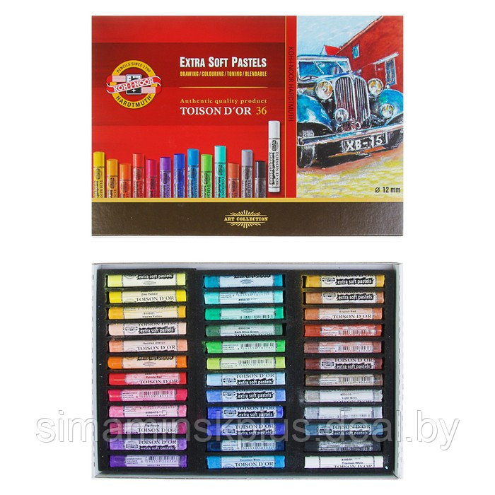 Пастель сухая 36 цветов 12 мм, Extra Soft Koh-I-Noor 8552 TOISON D`OR, картонная упаковка, L=75 мм - фото 1 - id-p203565529