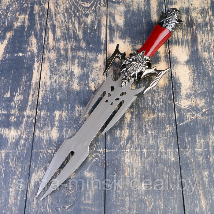 Сувенирный меч на планшете, клинок 27 см, рукоять с головой старца - фото 3 - id-p203559728