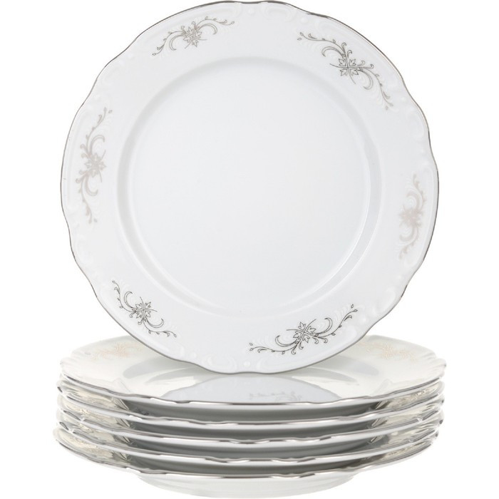 Тарелка десертная Constance, декор «Серый орнамент, отводка платина», 19 см - фото 1 - id-p203579418