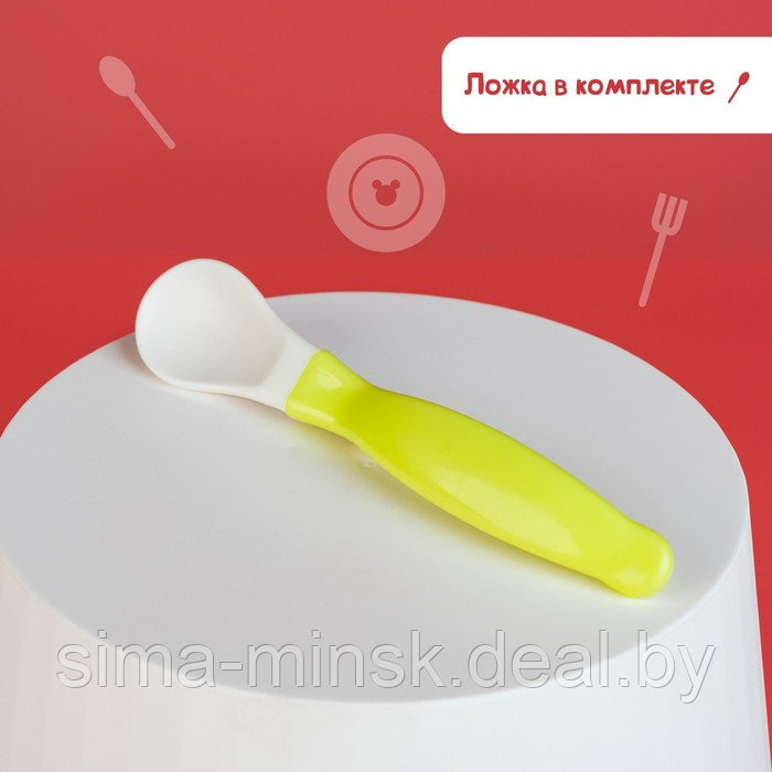 Набор детской посуды «Друзья», 3 предмета: тарелка на присоске, крышка, ложка, цвет зелёный - фото 8 - id-p203565473