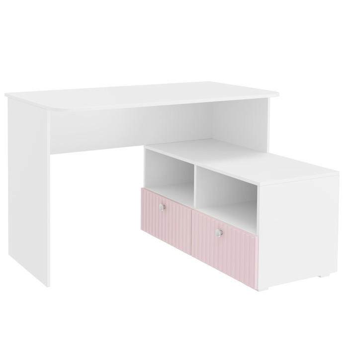 Стол письменный угловой «Алиса», 1200×881×772 мм, с ящиками, цвет белый / розовый