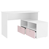 Стол письменный угловой «Алиса», 1200×881×772 мм, с ящиками, цвет белый / розовый, фото 2