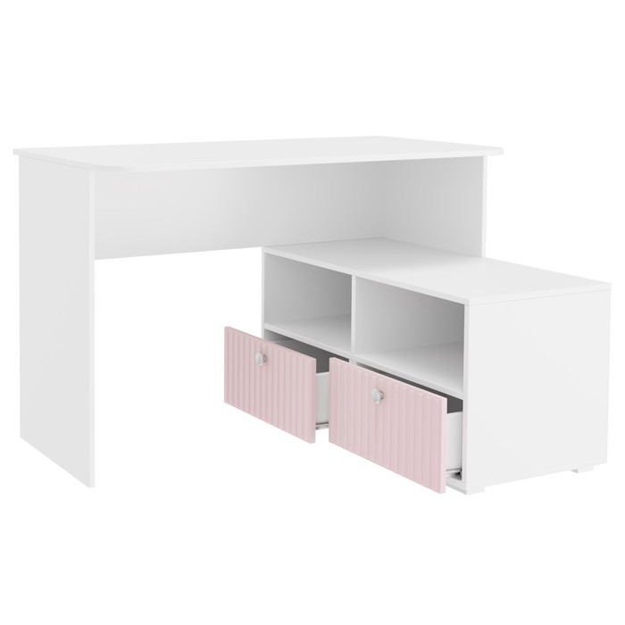 Стол письменный угловой «Алиса», 1200×881×772 мм, с ящиками, цвет белый / розовый - фото 2 - id-p203581688