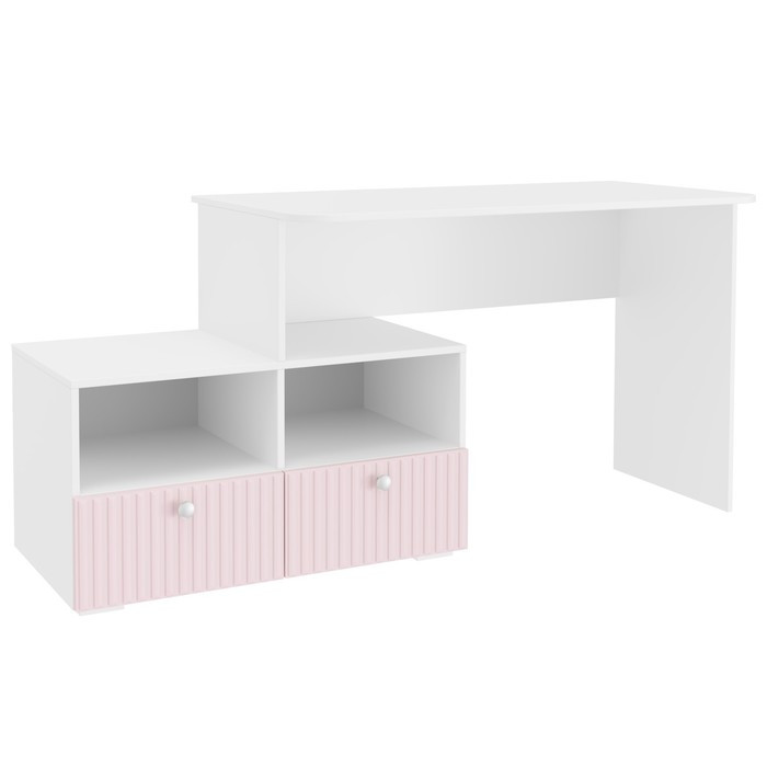 Стол письменный угловой «Алиса», 1200×881×772 мм, с ящиками, цвет белый / розовый - фото 3 - id-p203581688
