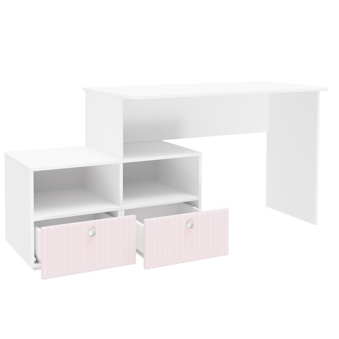 Стол письменный угловой «Алиса», 1200×881×772 мм, с ящиками, цвет белый / розовый - фото 4 - id-p203581688