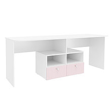 Стол письменный «Алиса», 2113×590×772 мм, с ящиками, цвет белый / розовый