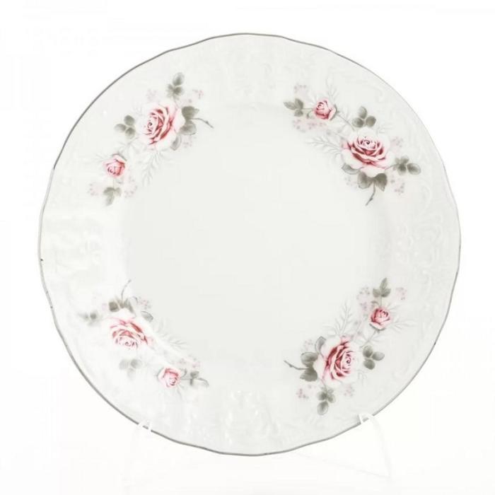 Тарелка десертная Bernadotte, декор «Бледные розы, отводка платина», 17 см - фото 1 - id-p203579433
