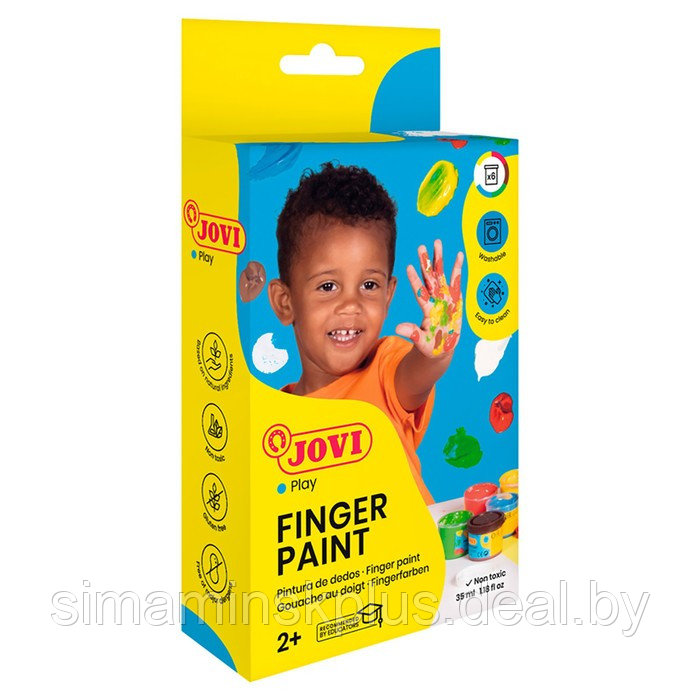 Краски пальчиковые JOVI, 06 ярких цветов по 35мл, картонная упаковка - фото 3 - id-p203565550