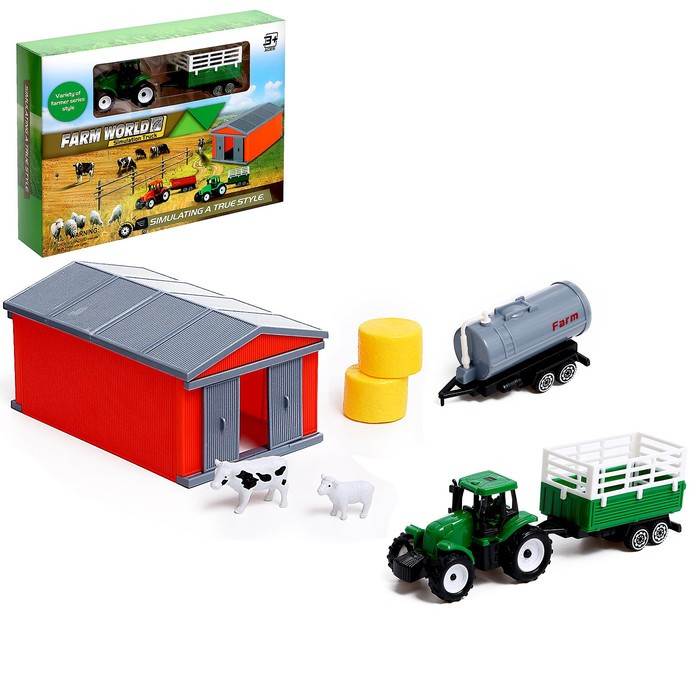 Игровой набор «Ферма», трактор, сарай и животные, МИКС - фото 1 - id-p203564546