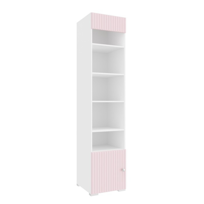 Шкаф «Алиса», комбинированный с 1-ой дверью и карнизом, 441×465×2020 мм, белый / розовый - фото 1 - id-p203581704