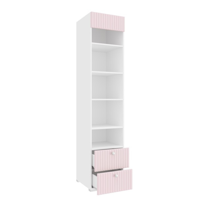 Шкаф «Алиса», комбинированный с ящиками и карнизом, 441×465×2020 мм, цвет белый / розовый - фото 2 - id-p203581706