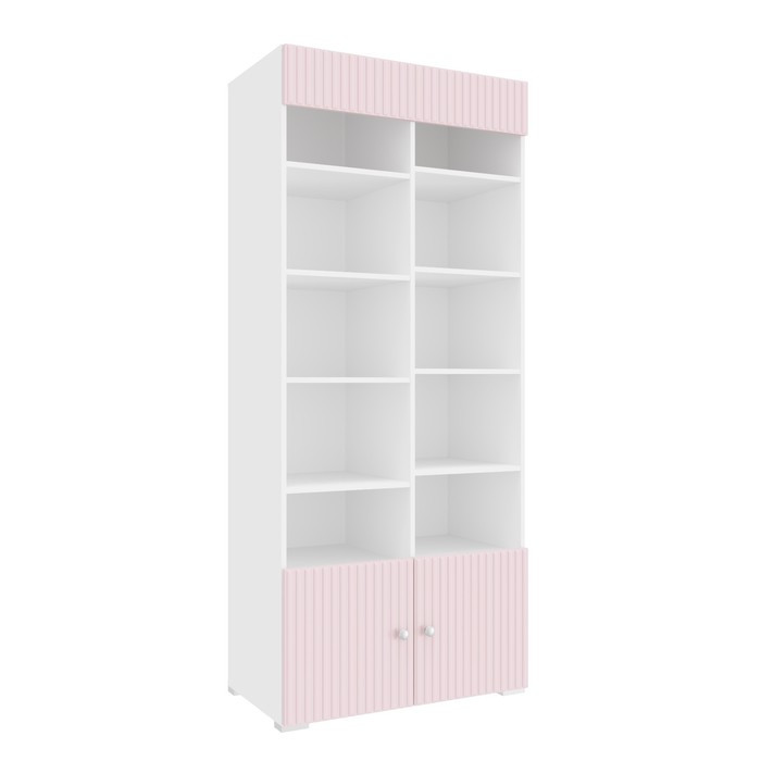 Шкаф «Алиса», комбинированный с 2-мя дверьми и карнизом, 881×465×2020 мм, белый / розовый - фото 1 - id-p203581721