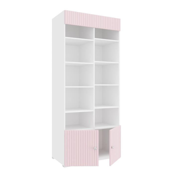 Шкаф «Алиса», комбинированный с 2-мя дверьми и карнизом, 881×465×2020 мм, белый / розовый - фото 2 - id-p203581721