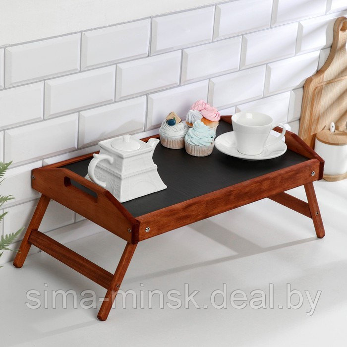Столик для завтрака складной, 50×30см, с ручками, морёный - фото 5 - id-p203564377