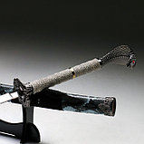 Сувенирное оружие «Катана на подставке» 107см, серо-зеленая, под змеиную кожу, рукоять кобра, фото 5