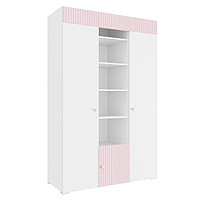 Шкаф комбинированный «Алиса», 1321×465×2020 мм, 3 двери, цвет белый / розовый