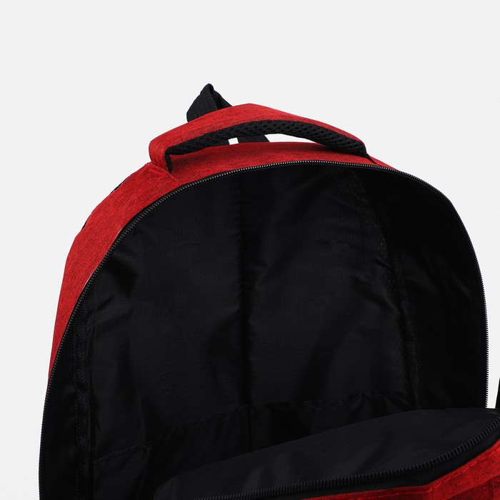 Рюкзак на молнии, 2 наружных кармана, цвет красный - фото 4 - id-p203570354