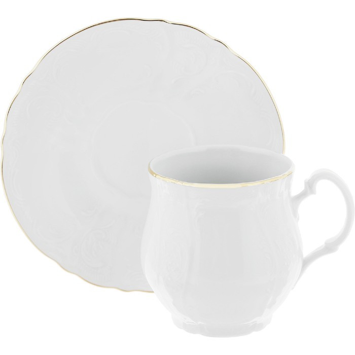 Чашка для чая 310 мл с блюдцем 160 мм Bernadotte, декор «Отводка золото» - фото 1 - id-p203577155