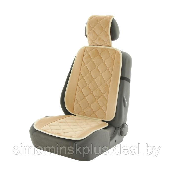 Накидка на переднее сиденье автомобиля 131х48 см, искусственный мех, бежевый - фото 1 - id-p203560639