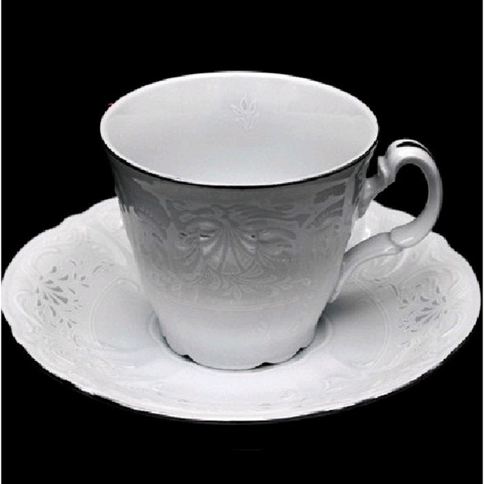 Чашка 180 мл с блюдцем 160 мм высокая коническая Bernadotte, декор «Деколь, отводка платина» - фото 1 - id-p203577171