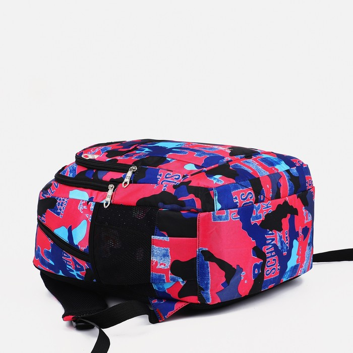Рюкзак на молнии, 2 наружных кармана, цвет розовый/фиолетовый - фото 3 - id-p203570443