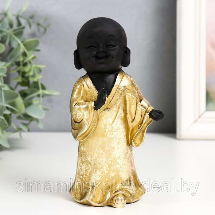 Сувенир полистоун "Маленький Будда в золотом. Приветствие" МИКС 7,5х5,5х15 см - фото 2 - id-p203581114