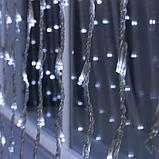 Гирлянда «Водопад» 2 × 6 м, IP44, УМС, прозрачная нить, 1500 LED, свечение белое, 8 режимов, 220 В, фото 3