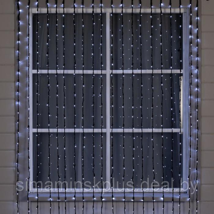Гирлянда «Водопад» 2 × 6 м, IP44, УМС, тёмная нить, 1500 LED, свечение белое, 8 режимов, 220 В