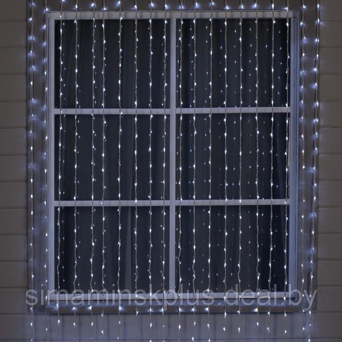 Гирлянда «Водопад» 2 × 6 м, IP44, УМС, белая нить, 1500 LED, свечение белое, 8 режимов, 220 В