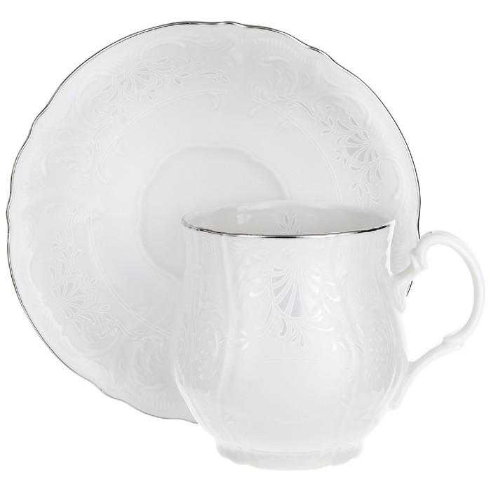 Чашка для чая 310 мл с блюдцем 160 мм Bernadotte, декор «Деколь, отводка платина» - фото 1 - id-p203577185