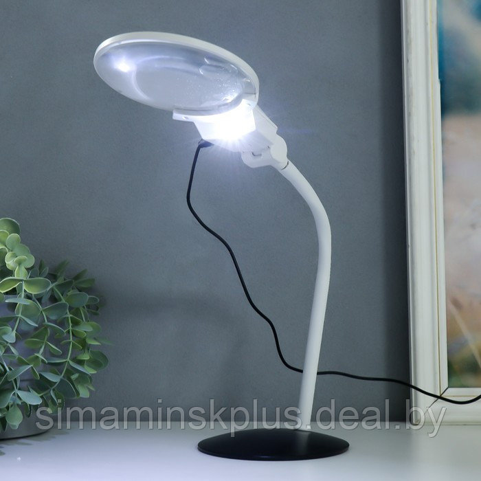 Лампа-лупа х3 х4,5 для творчества LED от 3 LR1130 линзы d=2,1 и 11 см белый - фото 1 - id-p203565996