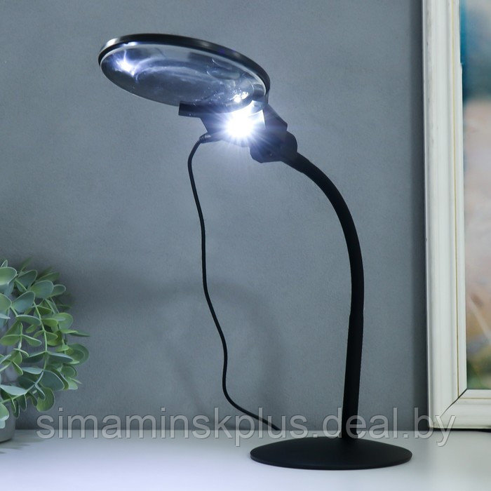 Лампа-лупа х3 х4,5 для творчества LED от 3LR1130 линзы d=2,1 и 11 см чёрный - фото 1 - id-p203565997