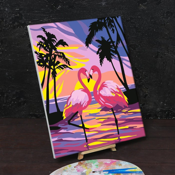 Картина по номерам на холсте с подрамником «Фламинго на закате» 40х50 см - фото 2 - id-p203574521