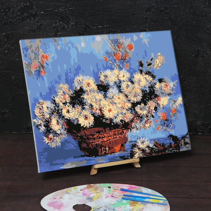 Картина по номерам на холсте с подрамником «Хризантемы» Клод Моне 40х50 см - фото 2 - id-p203574534