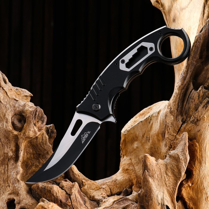 Нож складной "Щука", полуавтоматический, рукоять с кольцом, 20см, клинок 8см - фото 1 - id-p203580283
