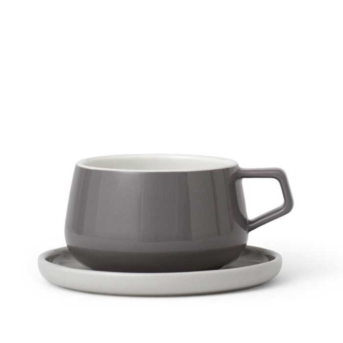 Чайная чашка с блюдцем Ella 300 мл, серый - фото 1 - id-p203577243
