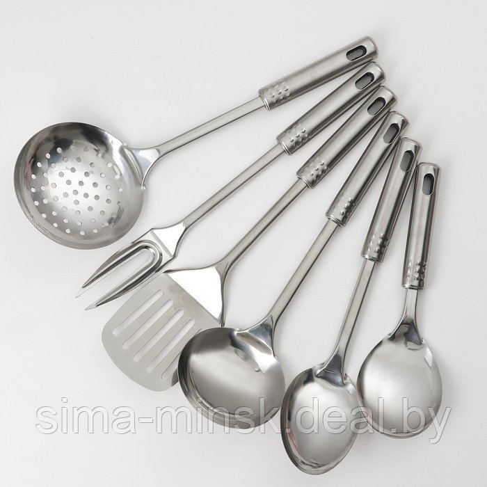 Набор кухонных принадлежностей «Стандарт», 6 предметов, на подвесе, цвет серебряный - фото 4 - id-p203565791