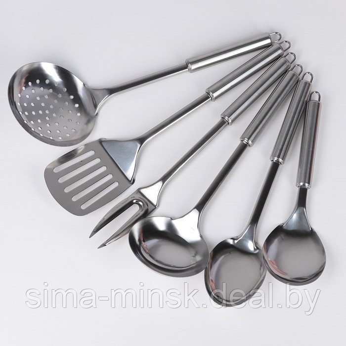 Набор кухонных принадлежностей «Металлик», 6 предметов, на подставке - фото 4 - id-p203565794