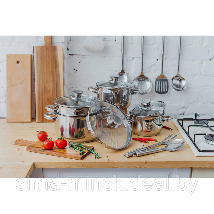 Набор кухонных принадлежностей «Металлик», 6 предметов, на подставке - фото 6 - id-p203565794