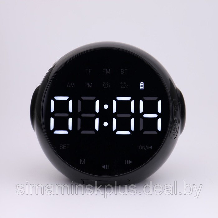 Часы электронные настольные, белая индикация, с колонкой, 8 х 8.5 х 6 см - фото 2 - id-p203561404