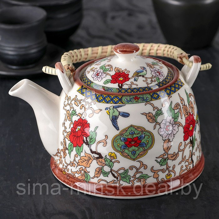 Чайник керамический заварочный с металлическим ситом «Цветы», 900 мл - фото 1 - id-p203568062