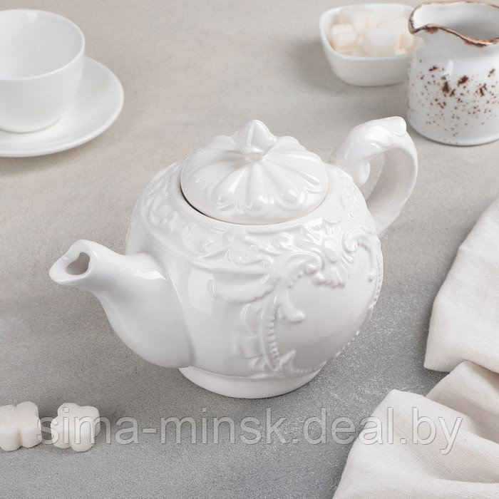 Чайник керамический заварочный «Винтаж», 900 мл, цвет белый - фото 1 - id-p203568068