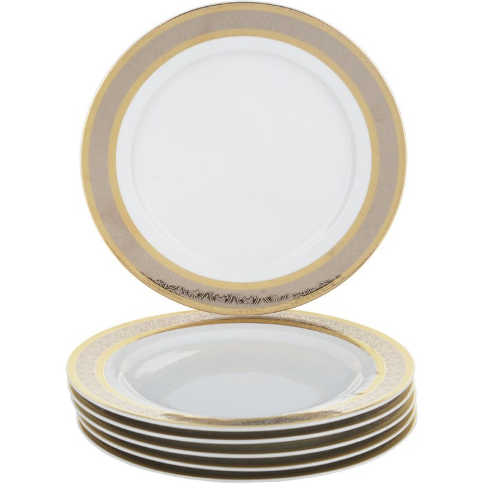 Тарелка десертная Opal, декор «Широкий кант платина, золото», 21 см - фото 1 - id-p203579608