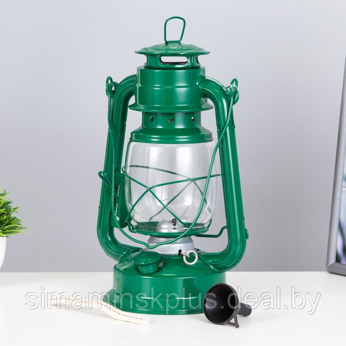 Керосиновая лампа декоративная зеленый 14х18х27,5 см - фото 3 - id-p203576195