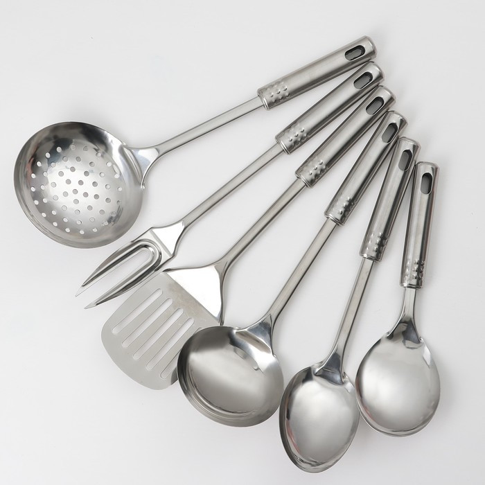 Набор кухонных принадлежностей «Стандарт», 6 предметов, на подвесе, цвет серебряный - фото 4 - id-p203574824