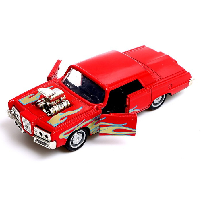Машина металлическая Muscle car, масштаб 1:32, свет и звук, инерция, цвет красный - фото 4 - id-p203571374