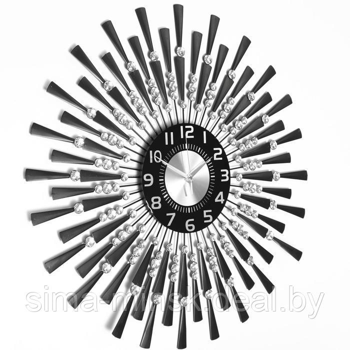 Часы настенные, серия: Ажур, "Чёрные лучики", плавный ход, d-69 см, циферблат 22 см - фото 2 - id-p203559955