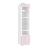 Шкаф «Алиса», комбинированный с 1-ой дверью и карнизом, 441×465×2020 мм, белый / розовый