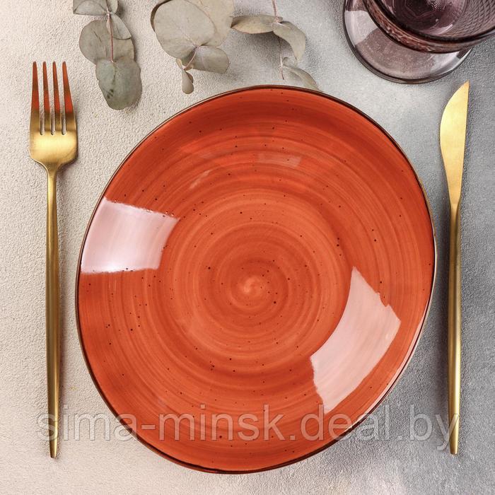 Блюдо керамическое сервировочное «Сапфир», 22×19,5×3,5 см, цвет оранжевый - фото 1 - id-p203569909